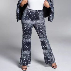 BAR III Zerina Akers Bandana-Print Wide-Leg Pants, Blue + White, Size Small